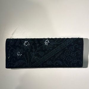 Clutch Black Velvet Blue Beaded
